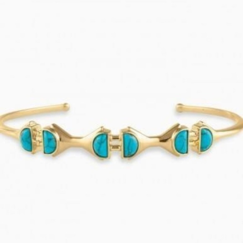 Stella & Dot | Dainty Gold Bracelet Turquoise+Gold Delicate Cuff - Picture 4 of 7